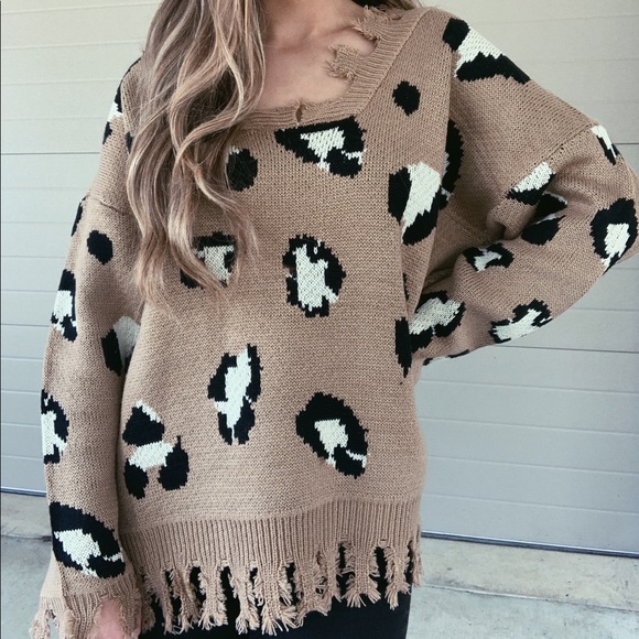 entro Sweaters - Cheetah Tear Sweater